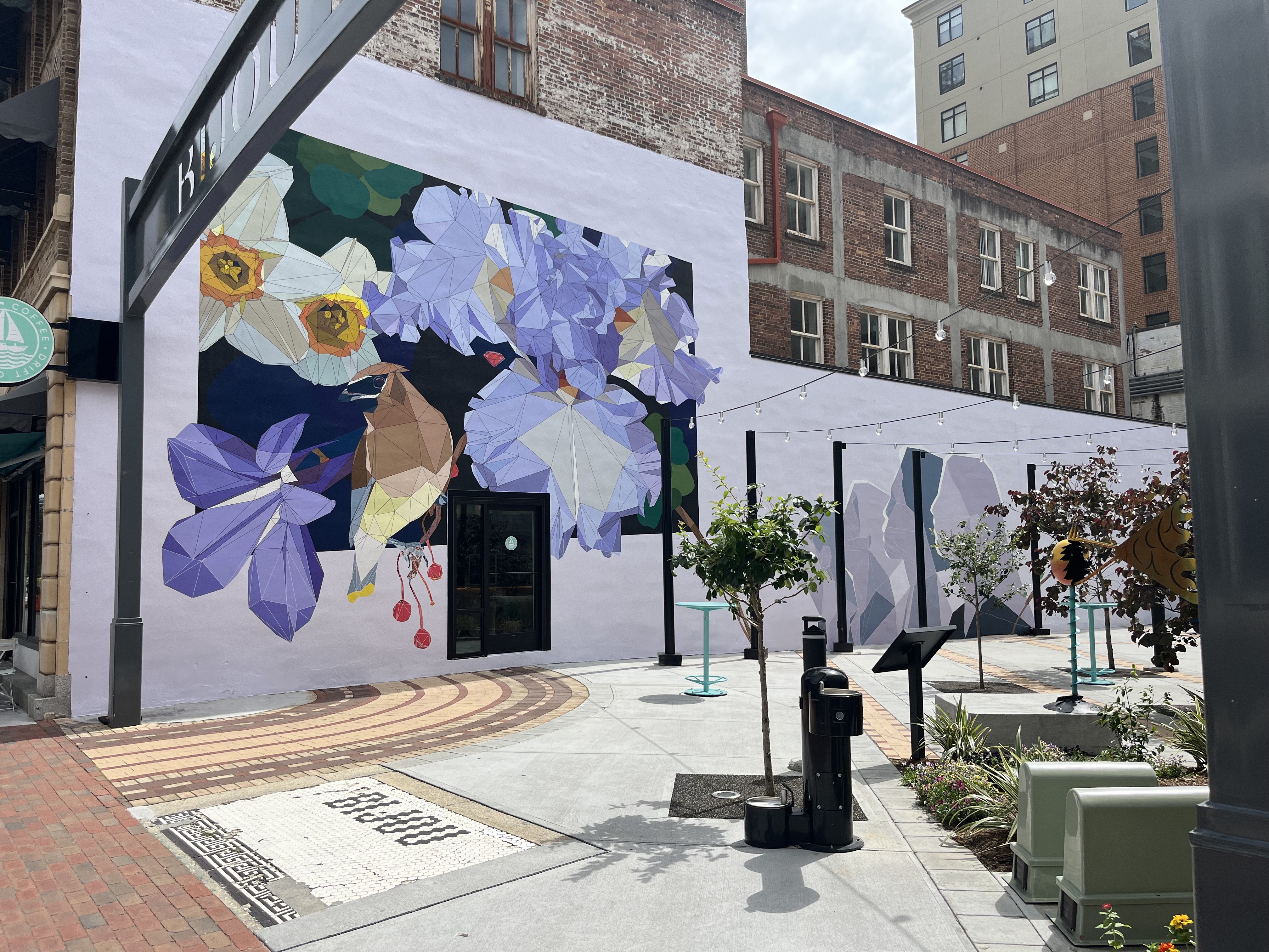 The Hidden Gem mural, Wilmington NC, outdoor public mural with protective topcoat